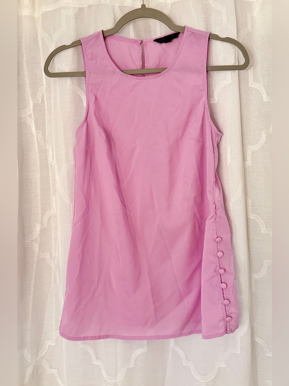 Banana Republic Pink Sleeveless Shift Top with Side Button Trim XS